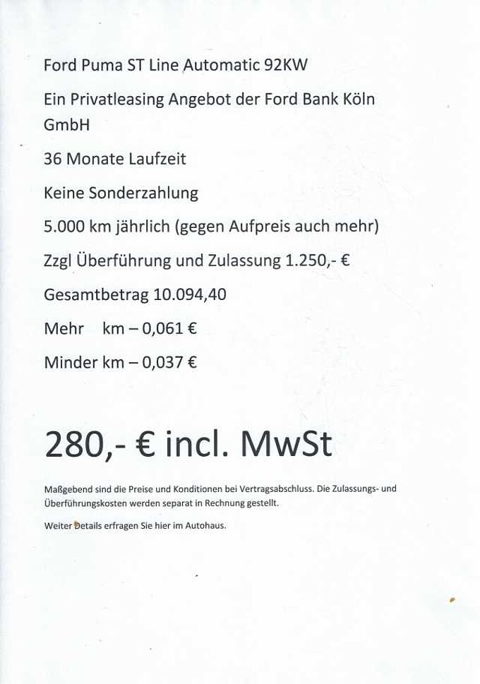 Ford Puma Hybrid ST-Linie Automatic -15%